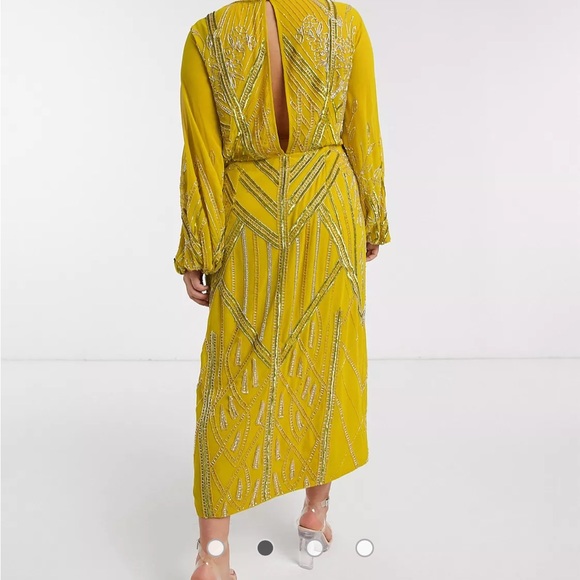 NWT ASOS CURVE blouson linear embellished midi dress - Picture 3 of 5